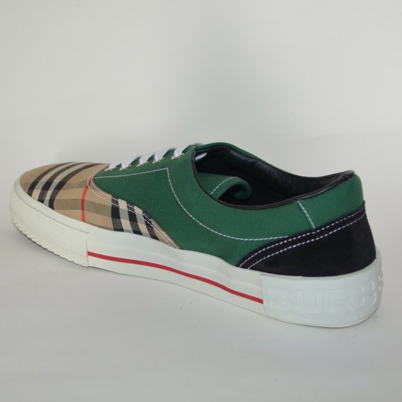 NWT BURBERRY MENS  ARCHIVE CALF SUEDE COTTON VINTAGE CHECK COLOUR - BLOCK SNEAKE - Picture 2 of 10